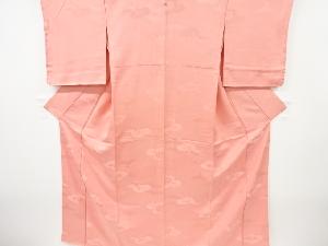 雲取りに古典柄織り出し一つ紋色無地着物